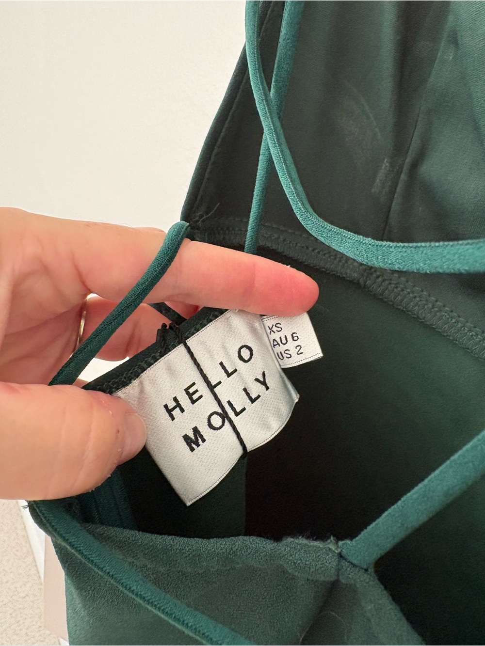 Hello Molly NEW Dark Forest Green Can't Afford Me Open Back Midi Dress Size 2 - Picture 11 of 12